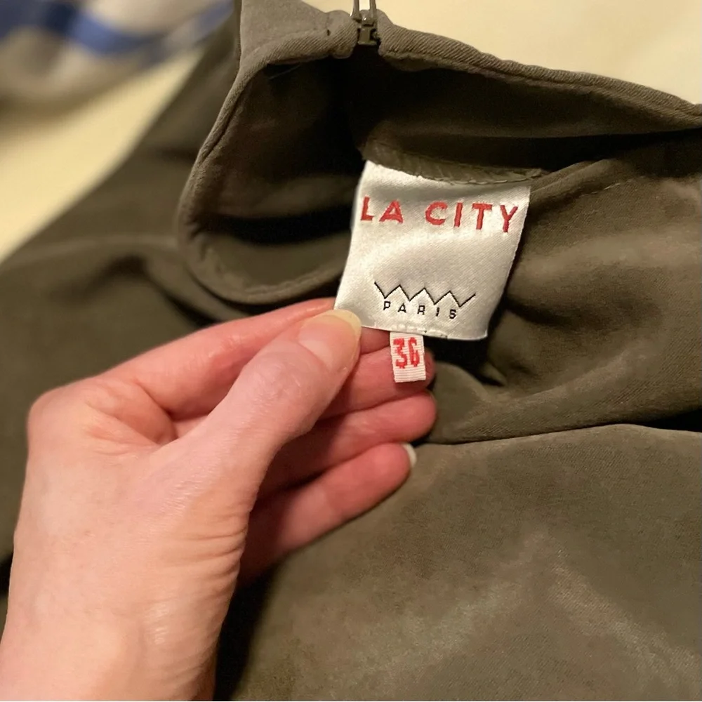 🫒 Vtg La City Paris Olive Green Mini Skirt | XS XXS